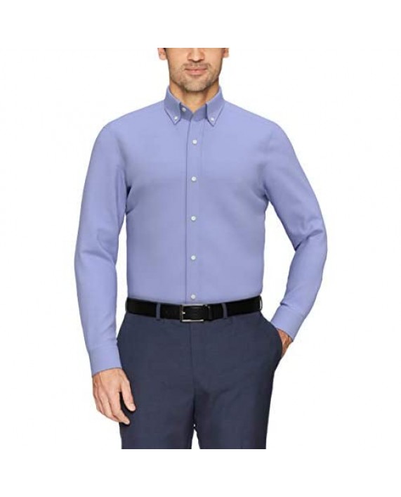 Brand - Buttoned Down Men's Tailored-Fit Button Collar Pinpoint Non-Iron Dress Shirt Blue 18.5 Neck 36 Sleeve (Big and Tall)