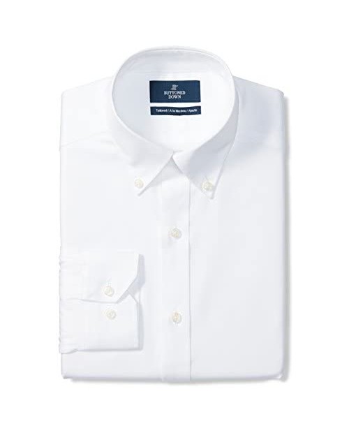  Brand - Buttoned Down Men's Tailored-Fit Button Collar Pinpoint Non-Iron Dress Shirt White 17" Neck 34" Sleeve
