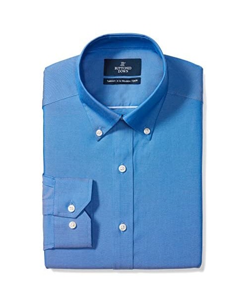  Brand - Buttoned Down Men's Tailored-Fit Button Collar Pinpoint Non-Iron Dress Shirt French Blue 15" Neck 33" Sleeve