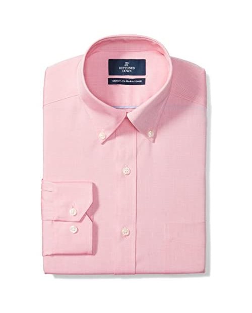  Brand - Buttoned Down Men's Tailored-Fit Button Collar Pinpoint Non-Iron Dress Shirt Pink 17" Neck 36" Sleeve