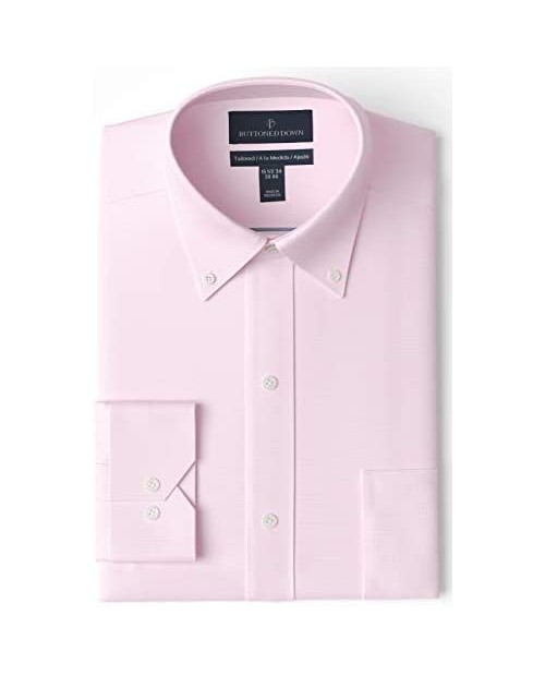  Brand - Buttoned Down Men's Tailored-Fit Button Collar Pinpoint Non-Iron Dress Shirt Light Pink 16" Neck 32" Sleeve