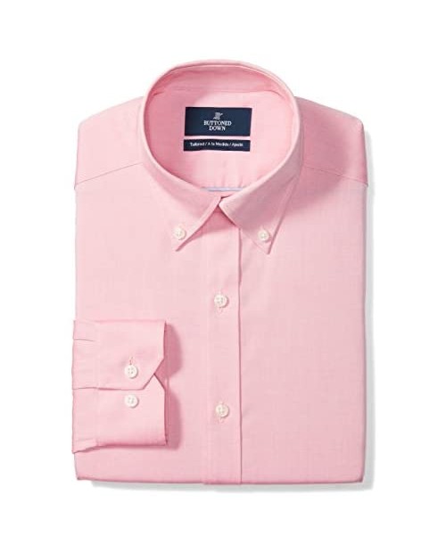  Brand - Buttoned Down Men's Tailored-Fit Button Collar Pinpoint Non-Iron Dress Shirt Pink 17.5" Neck 34" Sleeve