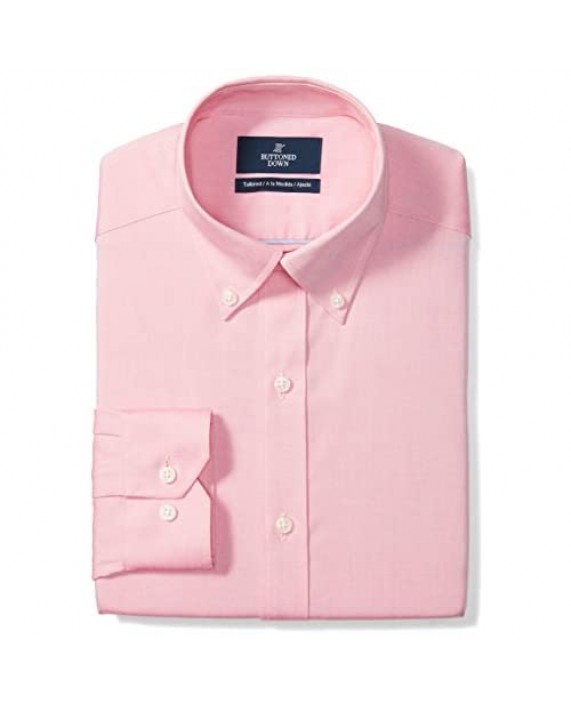 Brand - Buttoned Down Men's Tailored-Fit Button Collar Pinpoint Non-Iron Dress Shirt Pink 17.5 Neck 34 Sleeve