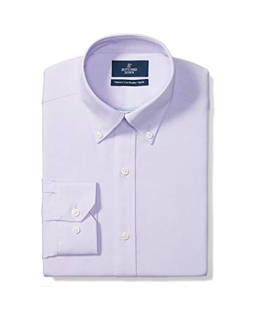  Brand - Buttoned Down Men's Tailored-Fit Button Collar Pinpoint Non-Iron Dress Shirt Purple 15.5" Neck 33" Sleeve
