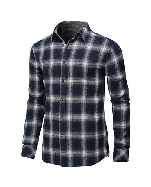 H2H Men's Casual Shirt Long Sleeve Classic Woven Shirt Thermal Shirt