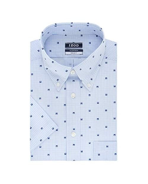 IZOD Men's Short Sleeve Dress Shirt Regular Fit Stretch Print
