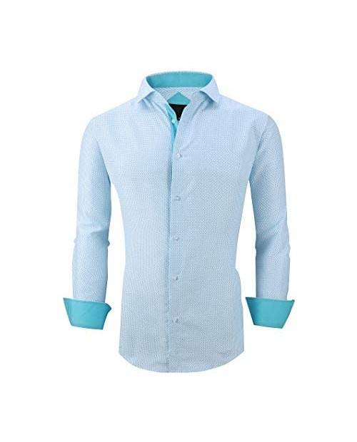 UniFashion Mens Dress Shirts Regular Fit Long Sleeve Shirt Printed Casual Button Down Shirts for Men