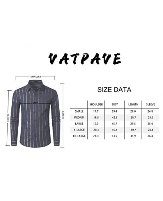 VATPAVE Mens Casual Dress Shirts Regular Fit Button Down Striped Shirts Bussiness Formal Long Sleeve Shirts