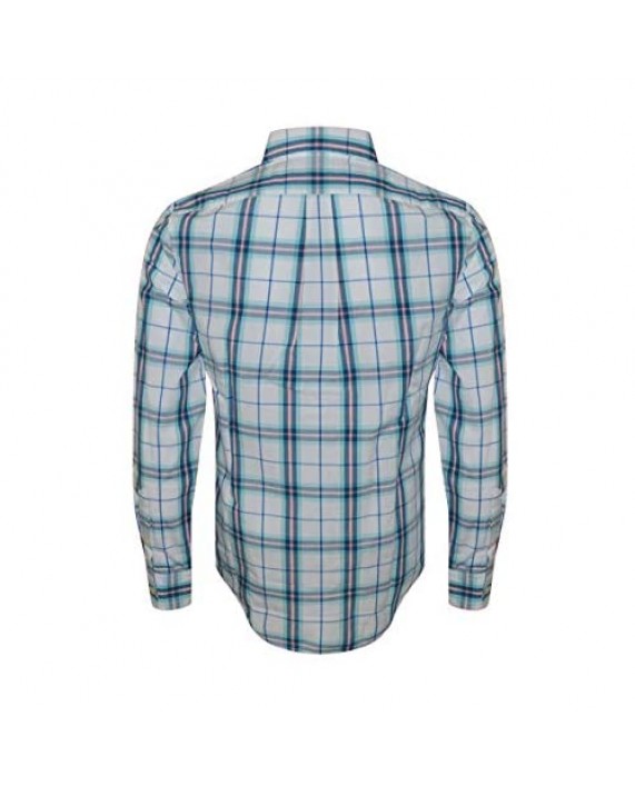 Vineyard Vines Men's Slim Fit Whale Shirt Button Down Dress Shirt (Picket Plaid/Aqua Ocean Small)