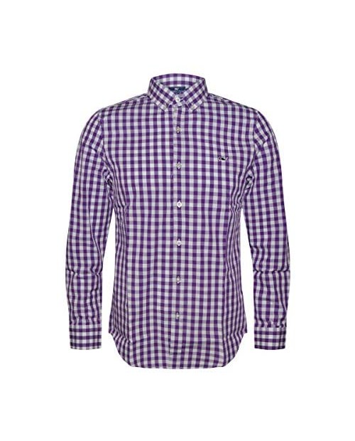 Vineyard Vines Men's Slim Fit Whale Shirt Button Down Dress Shirt (Snapdragon/Garter Gingham Small)