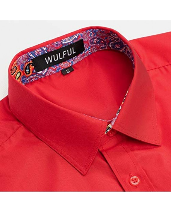 WULFUL Men's Dress Shirt Printed Regular Fit Long Sleeve Casual Shirt