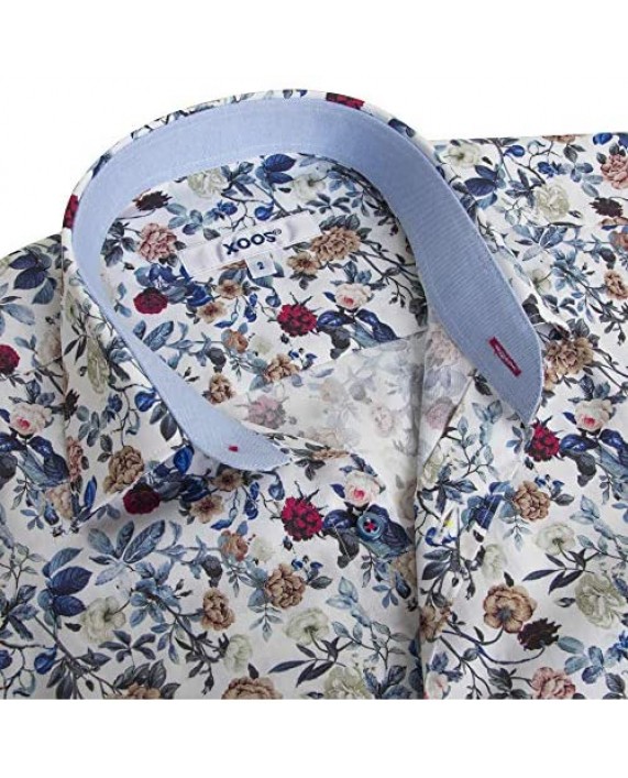 Xoos Paris - Men Fitted Printed Shirt Long Sleeve French Collar - Multicolors/Flowers