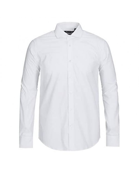 ZENBRIELE Men's Dress Shirts Regular Fit Long Sleeve Travel Easy-Care Cotton White Dress Shirt for Men