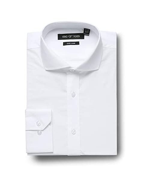 ZENBRIELE Men's Dress Shirts Regular Fit Long Sleeve Travel Easy-Care Cotton White Dress Shirt for Men