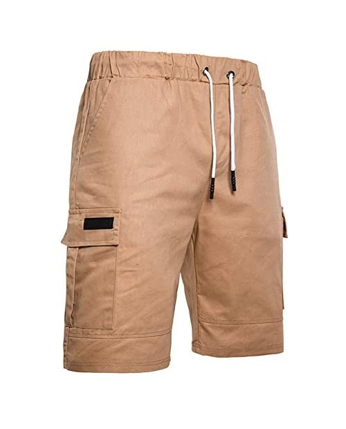 Elastic Cargo Shorts for Men - MorwebVeo Drawstring Loose Fit Workout Men's Shorts with Pockets
