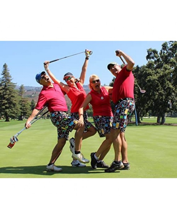 Loudmouth Golf-Cotton/Spandex Blend-Fun Bright John Daly Magic Bus StretchTech Men's Short