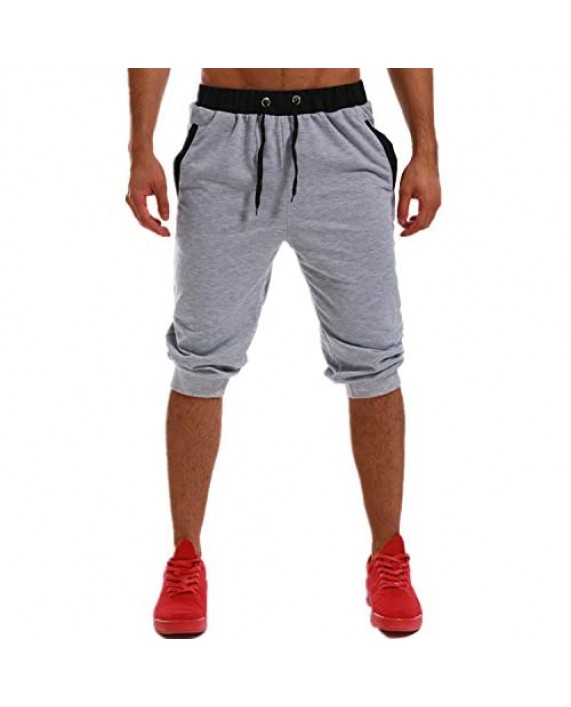 MODCHOK Men's 3/4 Jogger Capri Pants Sport Shorts Elastic Sweatpants Running Trouser with Pockets