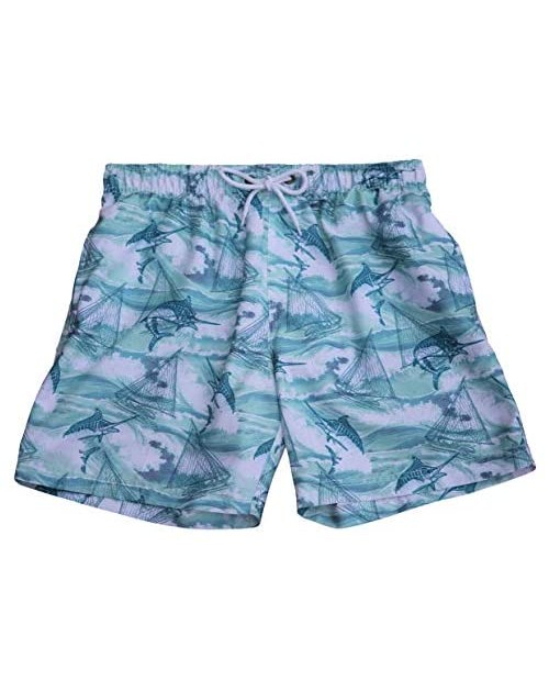 Alki'i Men's 6" Fashion Swim Shorts with Zipper Pocket -Marlin Sailboat