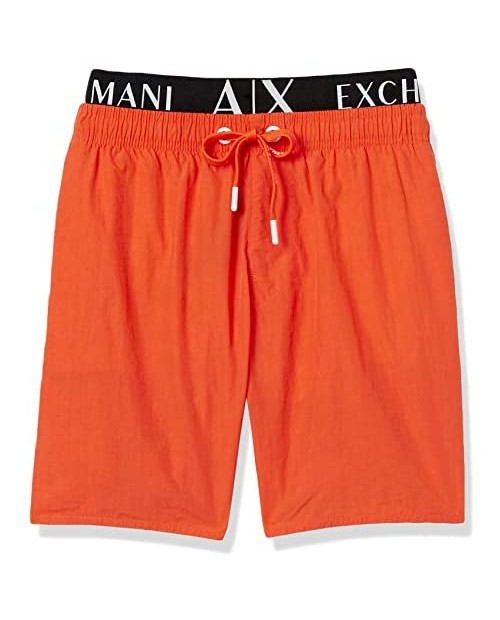 AX Armani Exchange Men's Oblique Logo Print Drawstring Swim Trunk