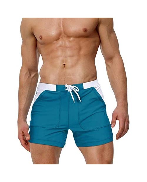 BIYLACLESEN Men's Swim Trunks with Mesh Lining Quick Dry Bathing Suits Board Shorts Summer Beach Shorts Pockets