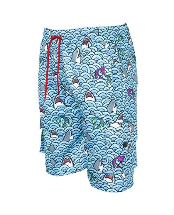 Funny Guy Mugs Mens Lightweight Quick Dry Swim Trunks with Mesh Lining and Zippered Pockets