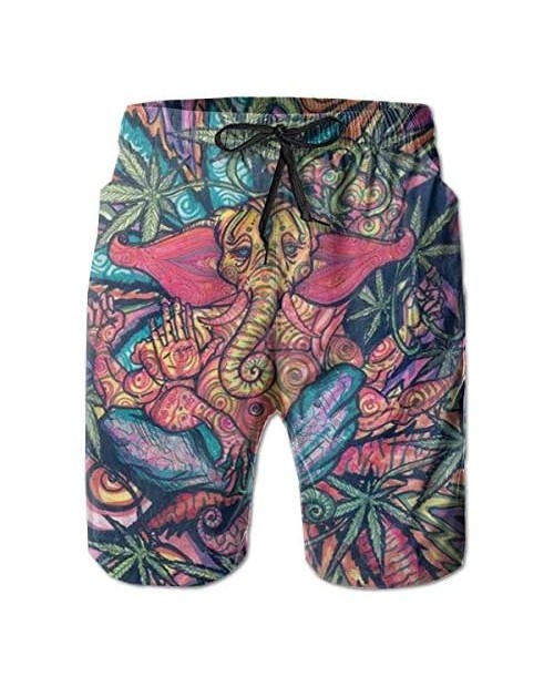 Keceur Men's Cool Swim Trunks Quick Dry 3D Printed Casual Hawaiian Mesh Lining Beach Board Shorts with Pockets M-XXL