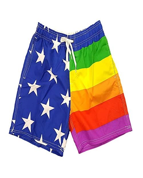 Licensed-Mart Men's Patriotic American USA Flag Shorts Swim Run Trunks