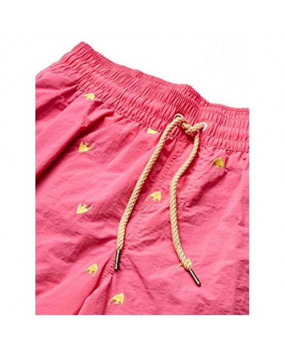Maaji Men's Embroidered Elastic Waist Mid Length Swimsuit 6 Inseam