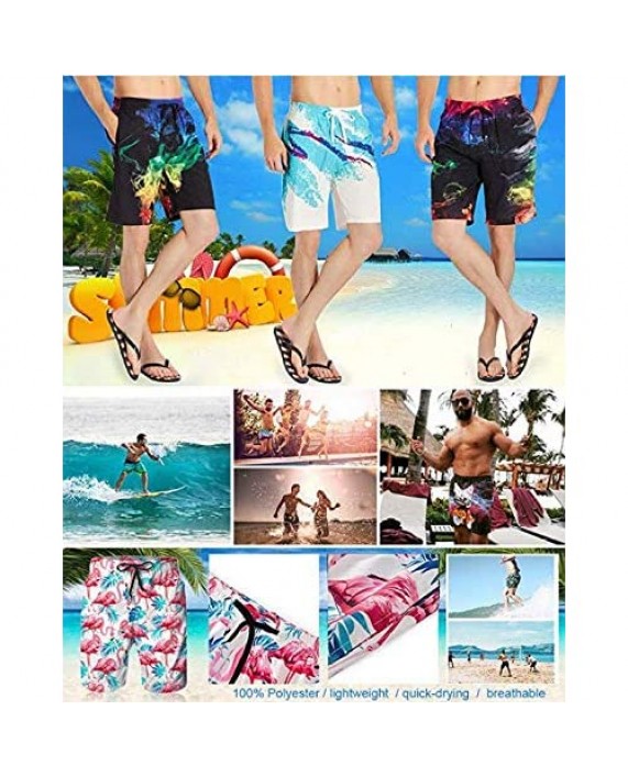 Octopus and Mermaid Men Swim Trunks Cool Quick Dry Surf Beach Shorts with Mesh Lining/Side Pockets
