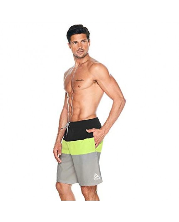 Reebok Men's Swimwear 9 Tab Volley Blockhead UPF 50+ Athletic Swim Shorts Bathing Suit Trunks