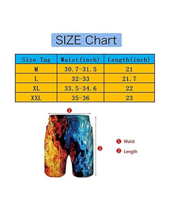 Sea Waves Men Swim Trunks Cool Quick Dry Surf Beach Shorts with Mesh Lining/Side Pockets