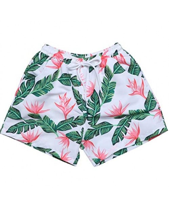 Sunshinetimes Daddy and Me Palm Printing Swim Trunks Matching Swimwear Quick Dry Surfing Beach Shorts Summer Underwear