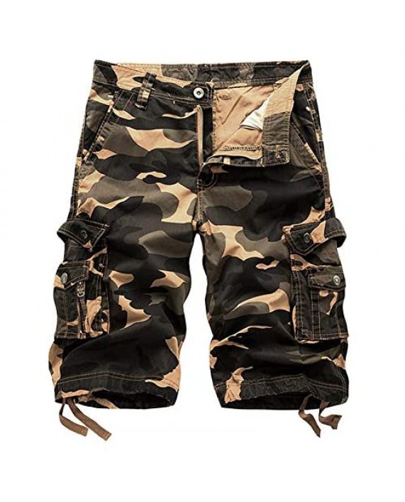 AKARMY Men's Camo Cargo Shorts Relaxed Fit Lightweight Multi Pocket Casual Outdoor Cargo Shorts
