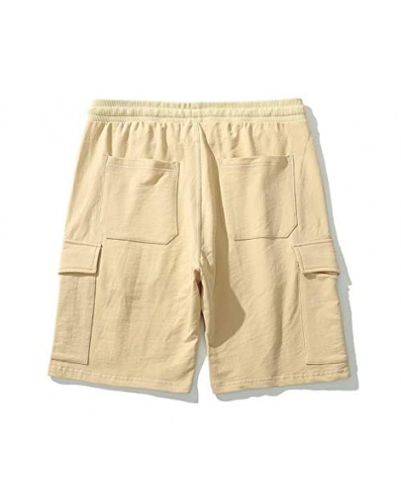 ASLIMAN Men's Cargo Shorts Drawstring Workout Casual Short Pants with Pockets
