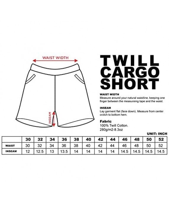 Fitscloth Mens Casual Twill Cotton Cargo Shorts Relaxed Fit Multi Pocket Pants with Belt Regular Big Sizes