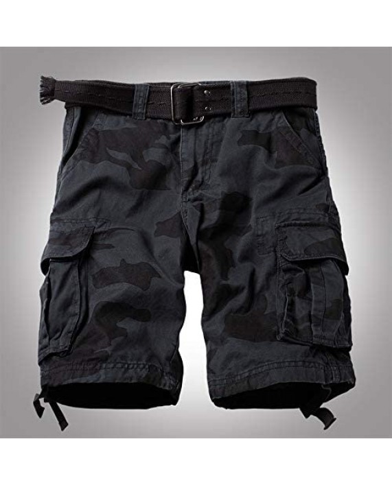 HZKLFS Men's Camo Multi Pocket Cotton Twill Cargo Shorts 11 Inseams Long Shorts