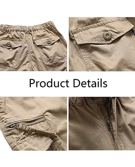 HZKLFS Men's Capri Shorts Below Knee Loose Fit Multi-Pocket Cargo Shorts