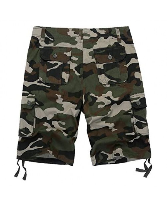 IDEALSANXUN Men's Casual Loose Military Twill Camo Cargo Shorts