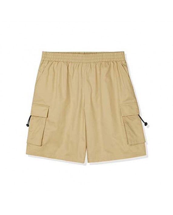 Lars Amadeus Men's Outdoor Short Pants Summer Cotton Classic Fit Elastic Waist Cargo Shorts