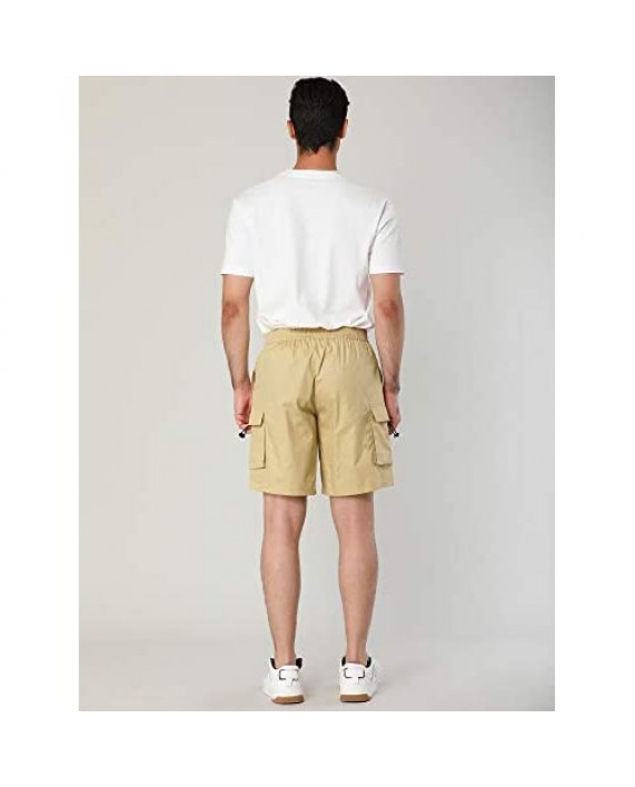 Lars Amadeus Men's Outdoor Short Pants Summer Cotton Classic Fit Elastic Waist Cargo Shorts