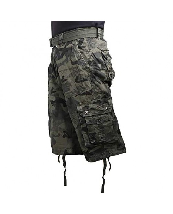 LeeHanTon Cargo Shorts for Men Elastic Waist 10 Inch Inseam Plain Basic Chino Short