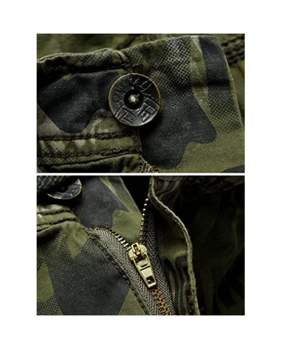 Mochoose Men's Cotton Camo Multi Pockets Outdoor Wear Casual Twill Camouflage Cargo Shorts