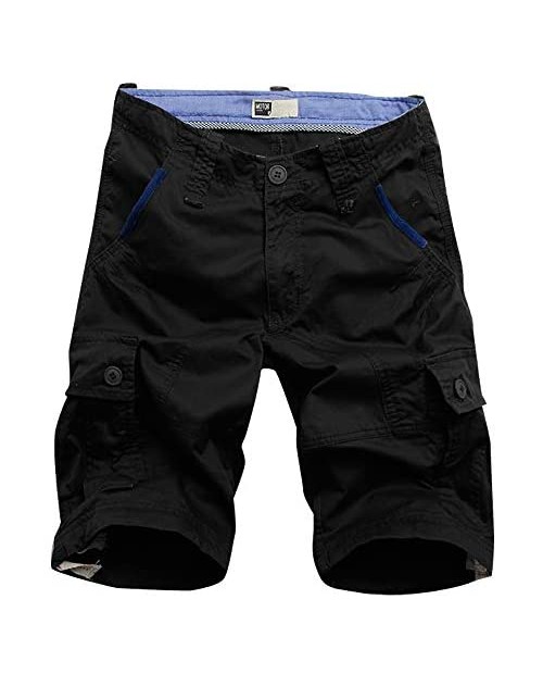 MOTOR CASUAL Men's Casual Twill Cotton Loose Fit Multi Pocket Cargo Shorts