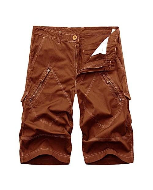 NANKEYSTAR Men's Cargo Shorts Zipper Pocket Regular fit Utility Flat Front Short