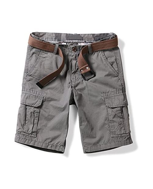 OCHENTA Men's Lightweight Cargo Shorts with Multi Pockets Casual Wear Solid Gray 42