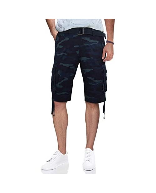 RAW X Mens Belted Cargo Short 12.5 Inseam Cargo Shorts for Men