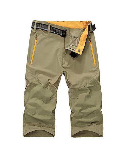 TILPAWOGGA Men's Outdoor Casual Expandable Waist Lightweight Water Resistant Quick Dry Cargo Fishing Hiking Shorts (No Belt)