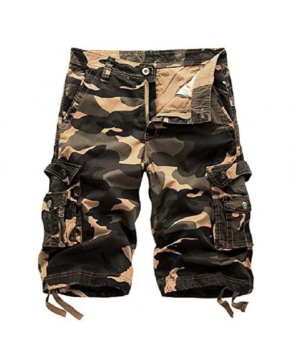 TOSKIP Men's Camouflage Cargo Shorts Camo Outdoor Work Short