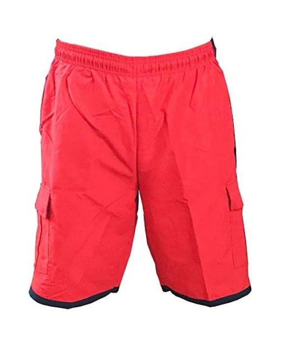 Toson Mens Solid Color Quick Dry Swim Trunks with Drawstring Mesh Lining Beach Shorts with Cargo Pockets