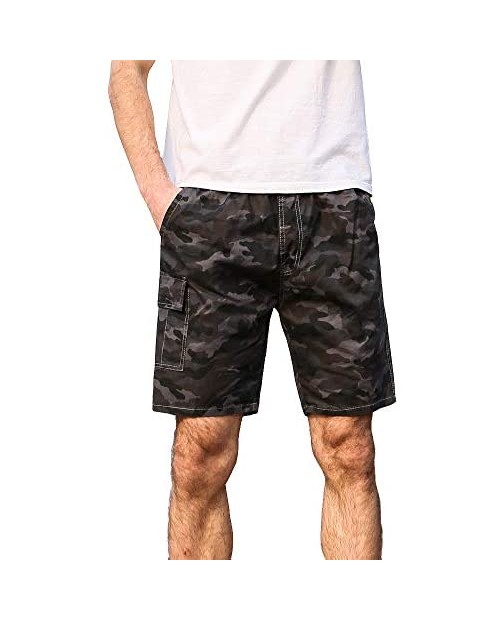 Trestc Men's Elastic Waistband Relaxed Fit Cargo Shorts Casual Lightweight Summer Shorts